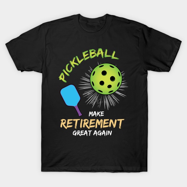 Happy People play Pickleball Pickleballs and Pickle Ball T-Shirt by Riffize